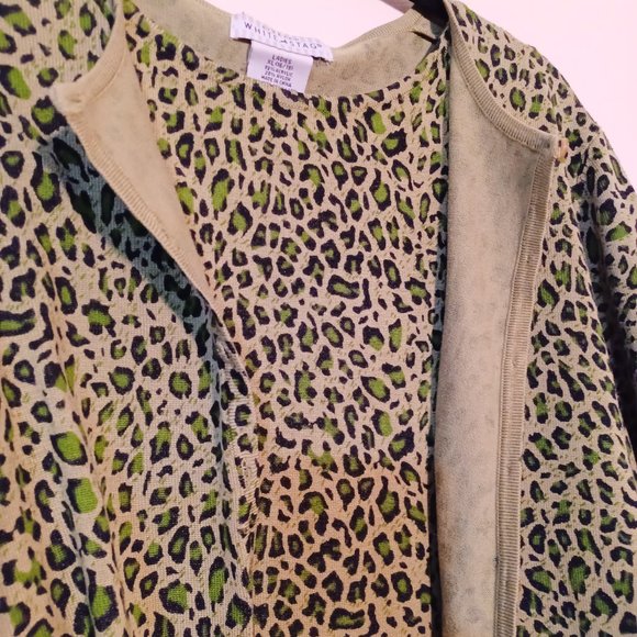 Vintage Green Leopard Print 2pc Cami and Cardigan - Picture 3 of 5